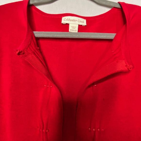 Coldwater Creek Cardigan Sweater Womens Medium Cherry Red Silk Blend - Picture 4 of 11